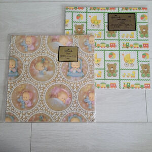 NWT  Vintage Hallmark Baby Shower Wrapping Paper Gift Wrap Birthday x 2